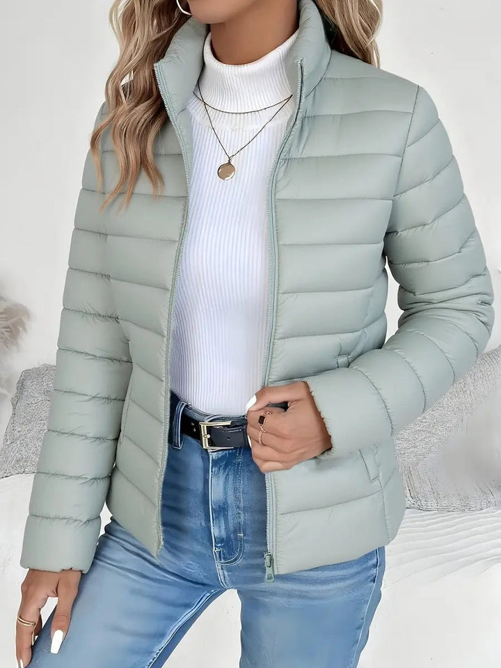 Women's Lightweight Quilted Puffer Coat Stand Collar Zip-Up