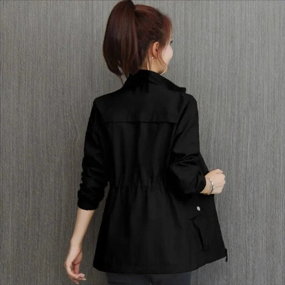 Oversized Cropped Bomber Jacket for Women in Black