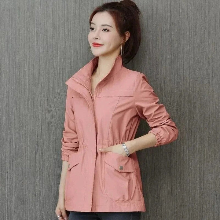 Oversized Cropped Bomber Jacket for Women in Pink