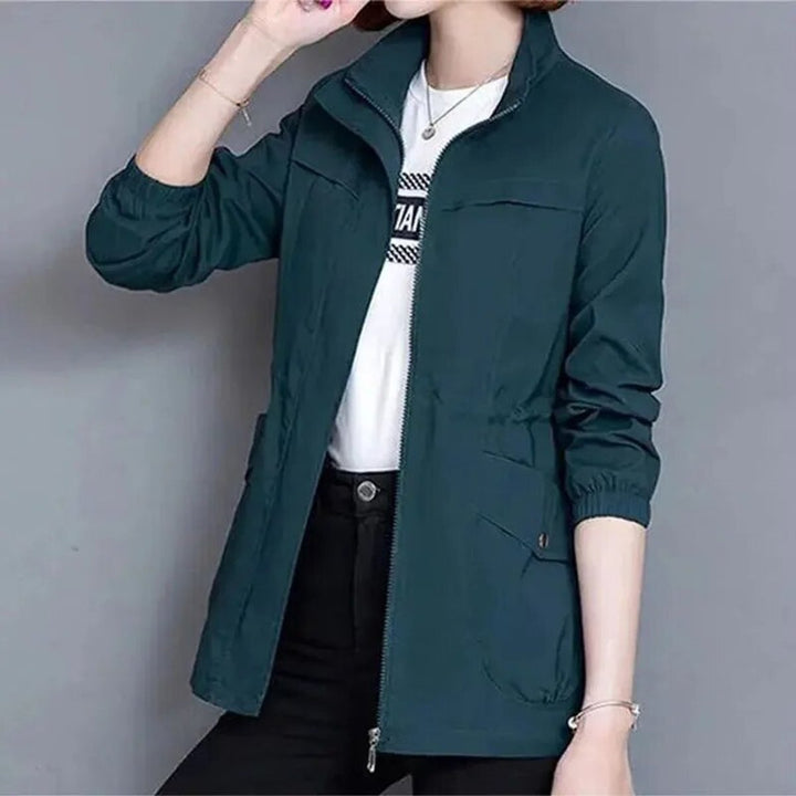 Oversized Cropped Bomber Jacket for Women in Blue