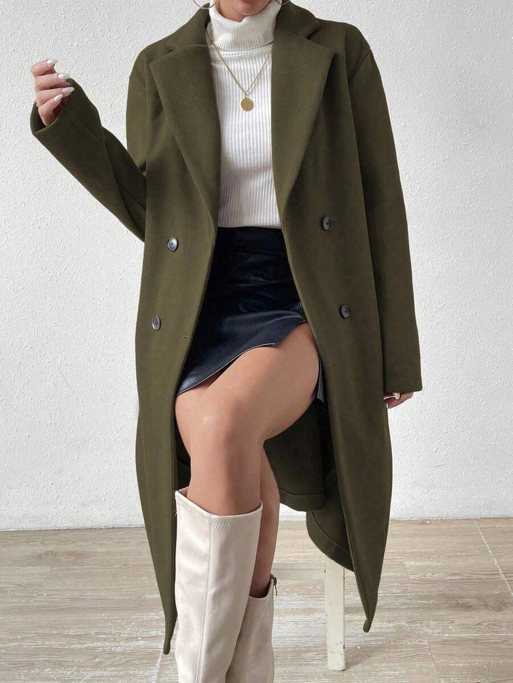 Women's Long Double-Breasted Overcoat