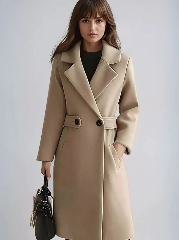 Women's Longline Belted Notch-Lapel Winter Coat