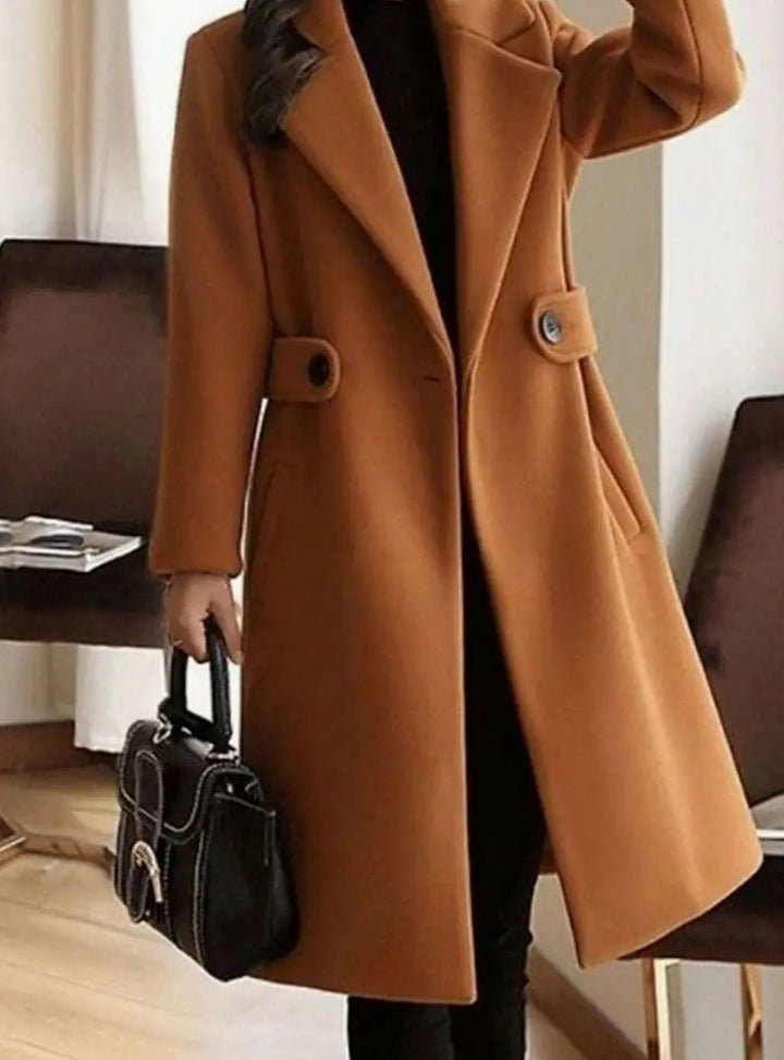 Women's Longline Belted Notch-Lapel Winter Coat