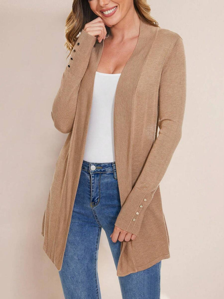 Women's Longline Shawl Collar Cardigan with Button Cuffs