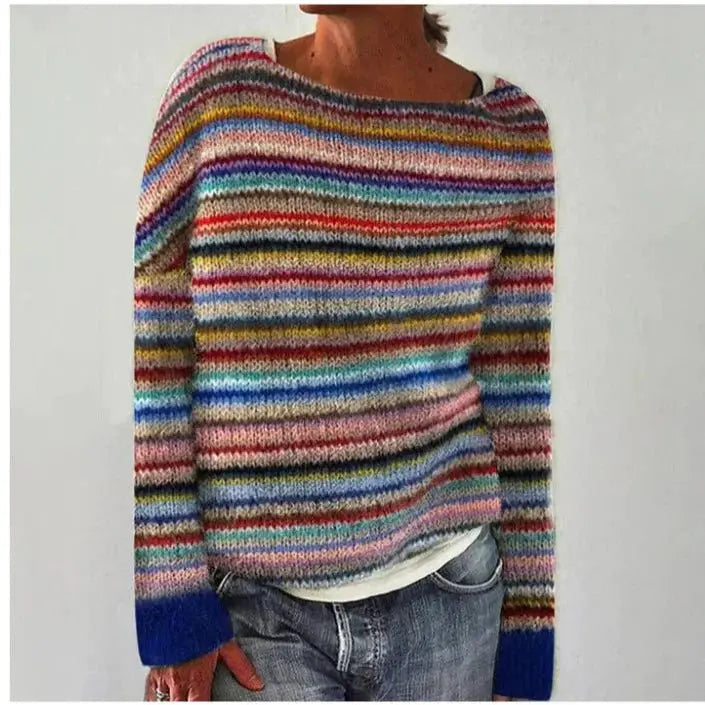 Women's Nordic Jumper Boat Neck Relaxed Fit Multicolour