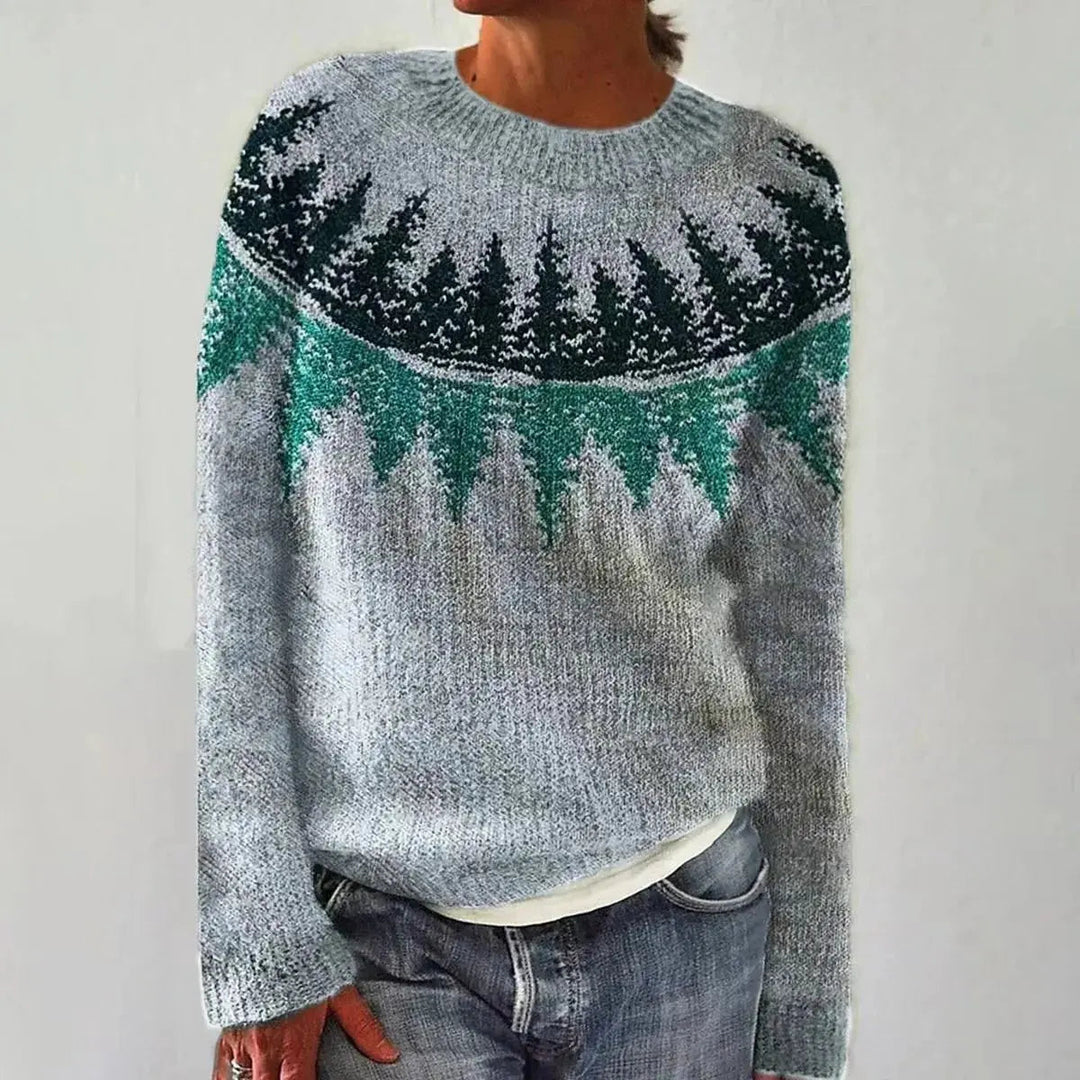 Women's Nordic Jumper Boat Neck Relaxed Fit Multicolour