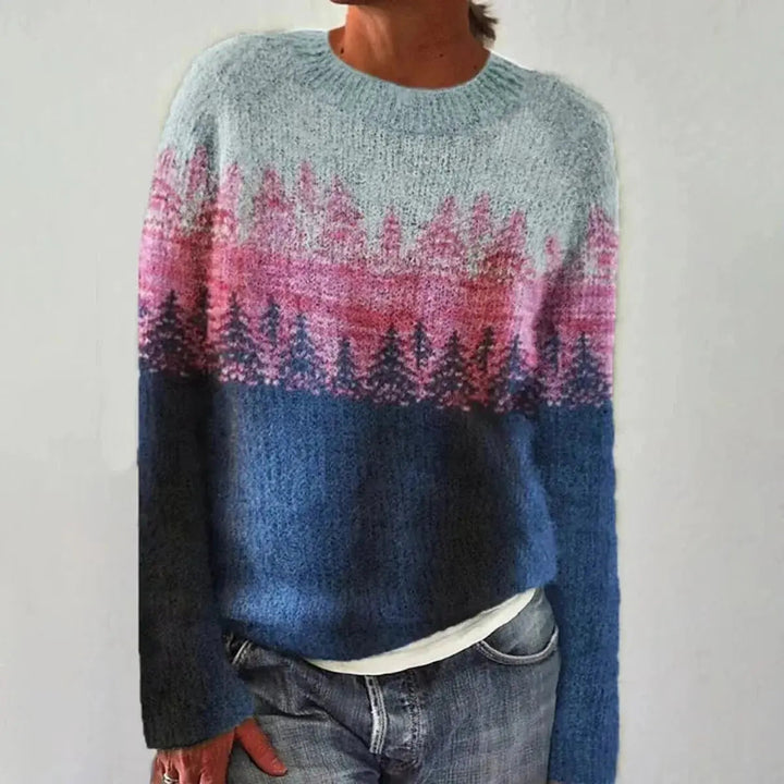 Women's Nordic Jumper Boat Neck Relaxed Fit Multicolour