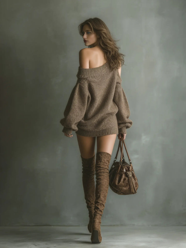 Women's Off-Shoulder Knit Mini Dress