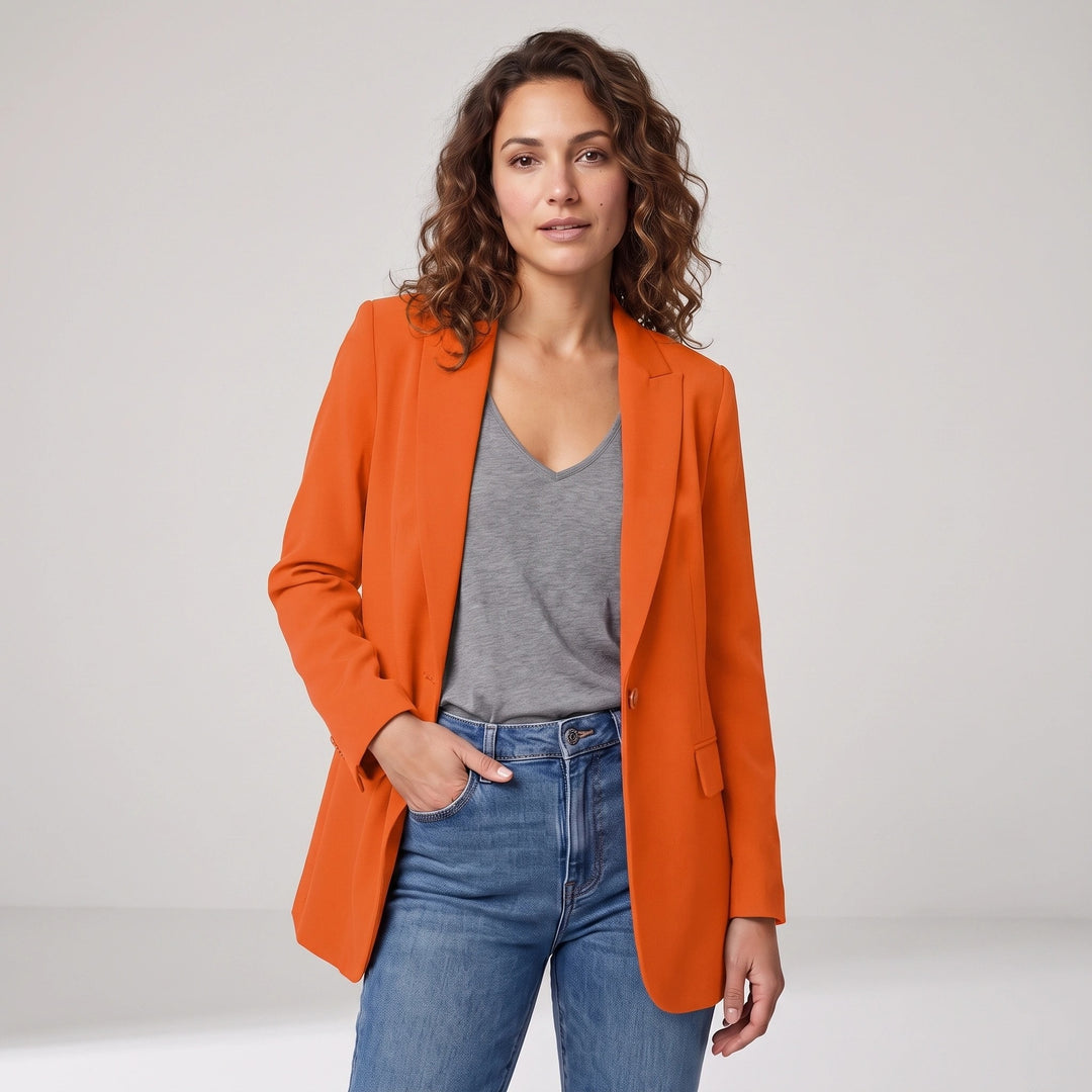 Women's Open Front Long Blazer with Tailored Fit
