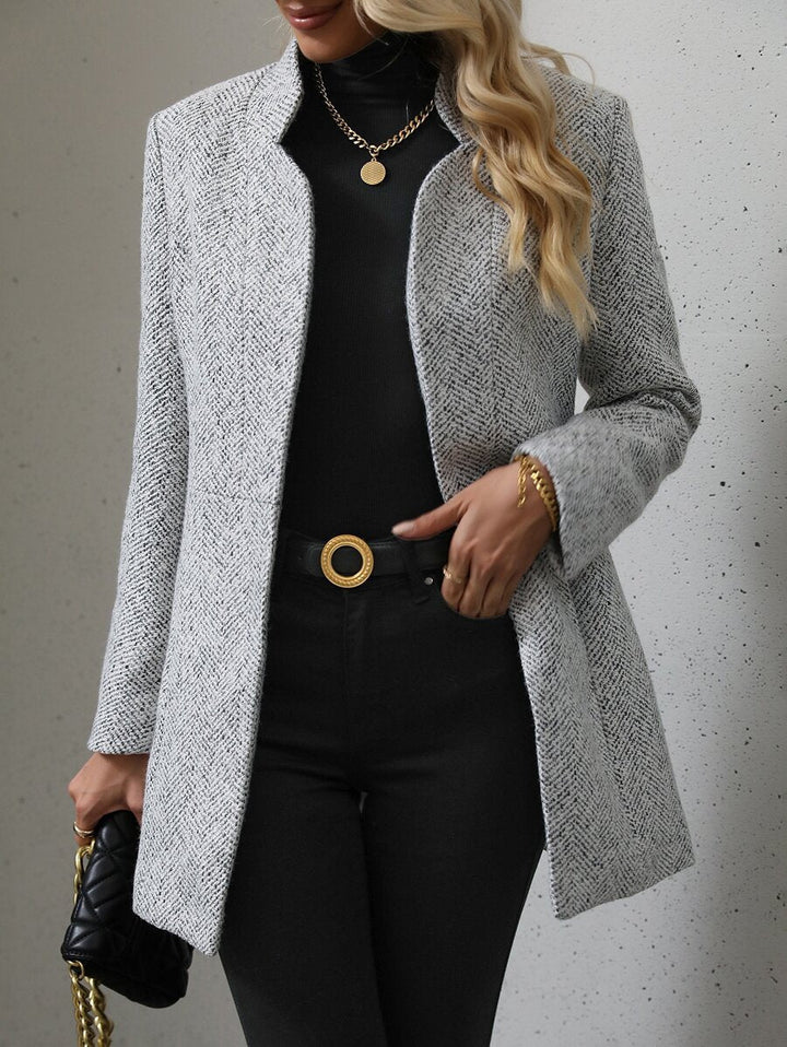 Women's Open Front Stand Collar Overcoat