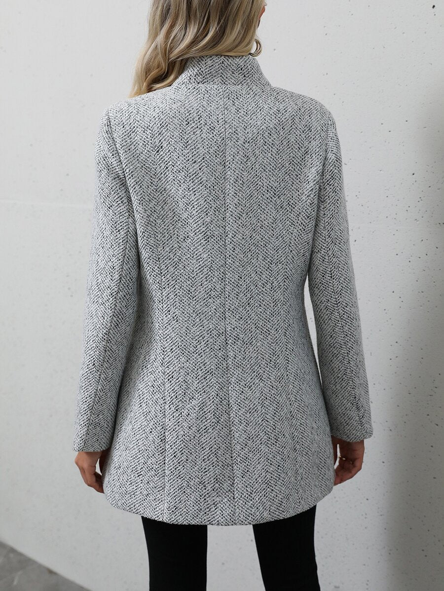 Women's Open Front Stand Collar Overcoat