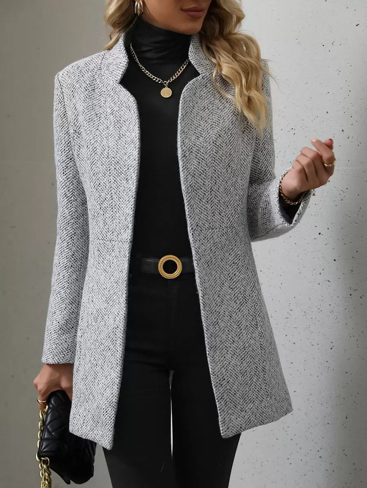 Women's Open Front Stand Collar Overcoat