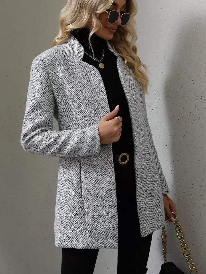 Women's Open Front Stand Collar Overcoat
