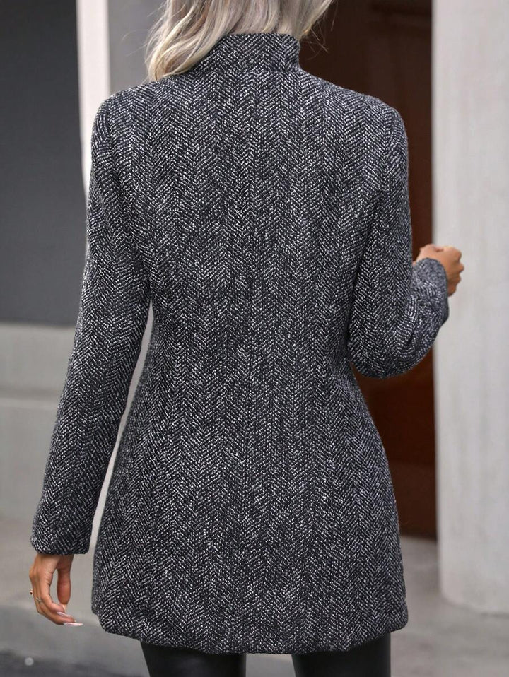 Women's Open Front Stand Collar Overcoat