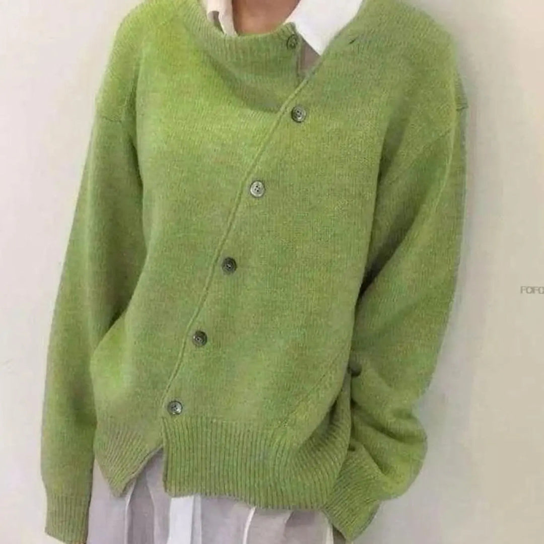 Women's Oversized Chunky Knit Cardigan Button-Front Ribbed Jumper