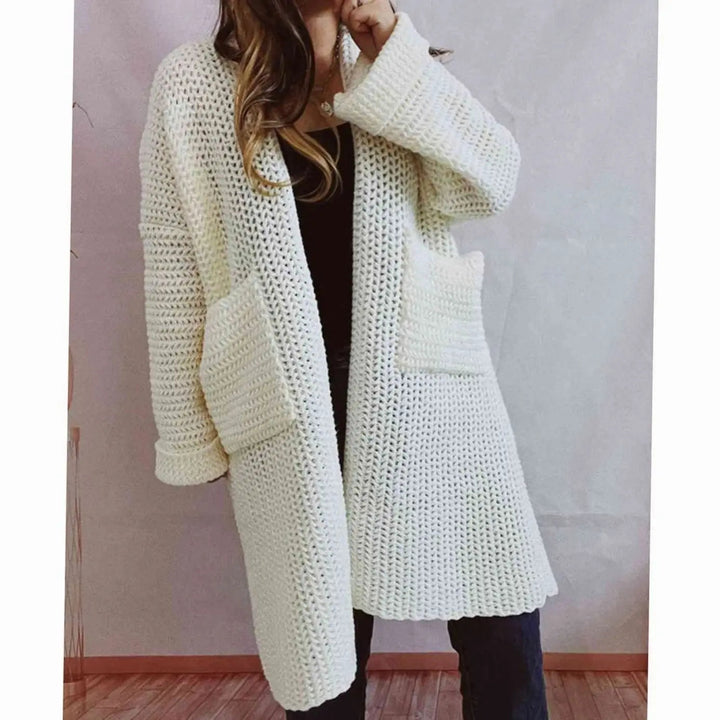 Women's Oversized Chunky Knit Cardigan Open Front Long Pockets
