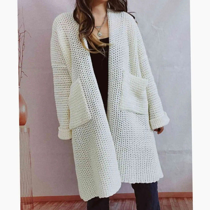 Women's Oversized Chunky Knit Cardigan Open Front Long Pockets