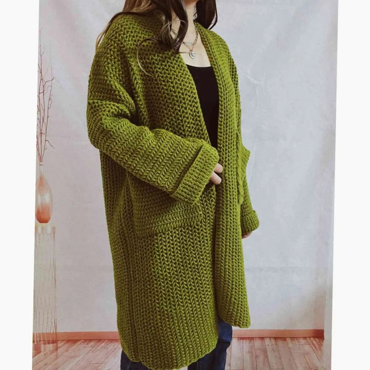 Women's Oversized Chunky Knit Cardigan Open Front Long Pockets