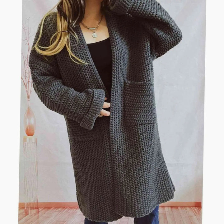 Women's Oversized Chunky Knit Cardigan Open Front Long Pockets