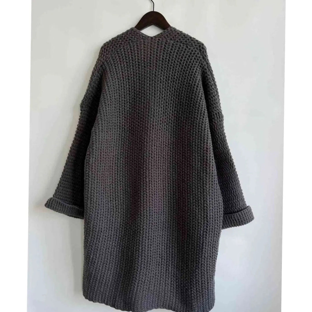 Women's Oversized Chunky Knit Open-Front Cardigan with Pockets