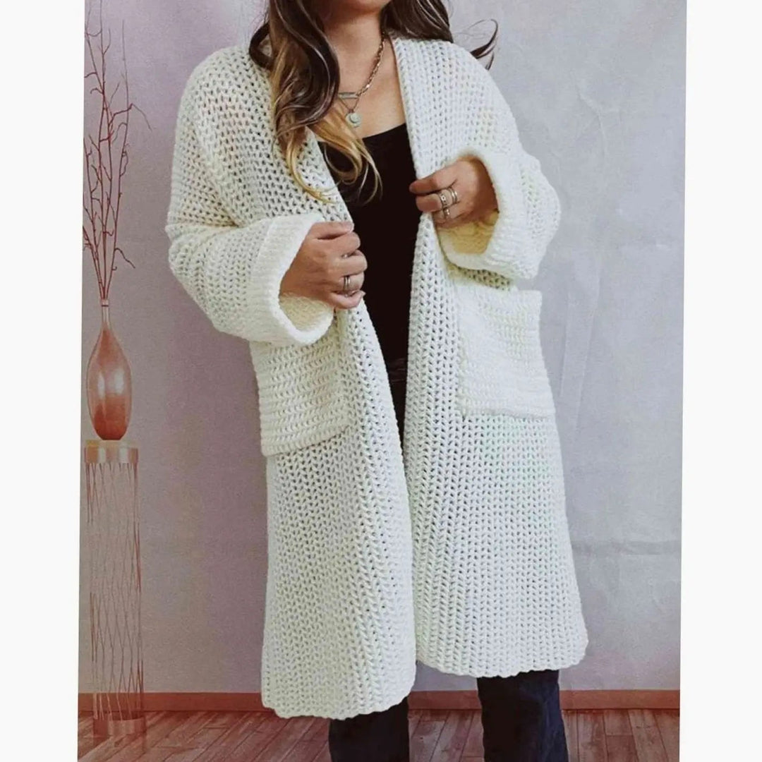 Women's Oversized Chunky Knit Open-Front Cardigan with Pockets