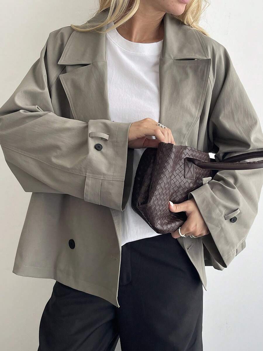 Women's Oversized Double Breasted Wide Lapel Jacket