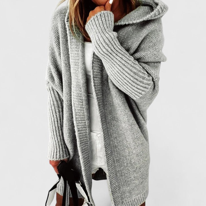 Women's Oversized Hooded Longline Open Front Cardigan
