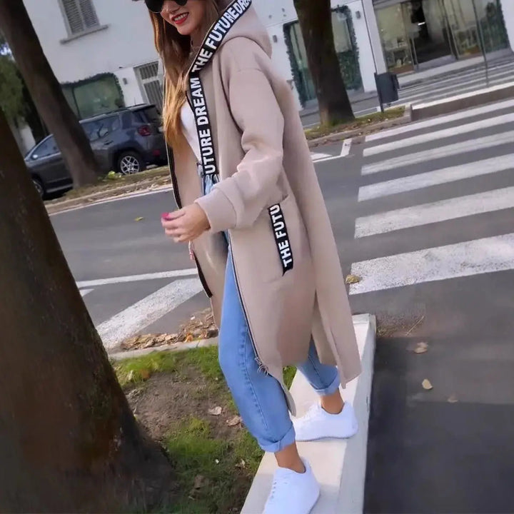 Women's Oversized Long Hooded Zip-Up Coat