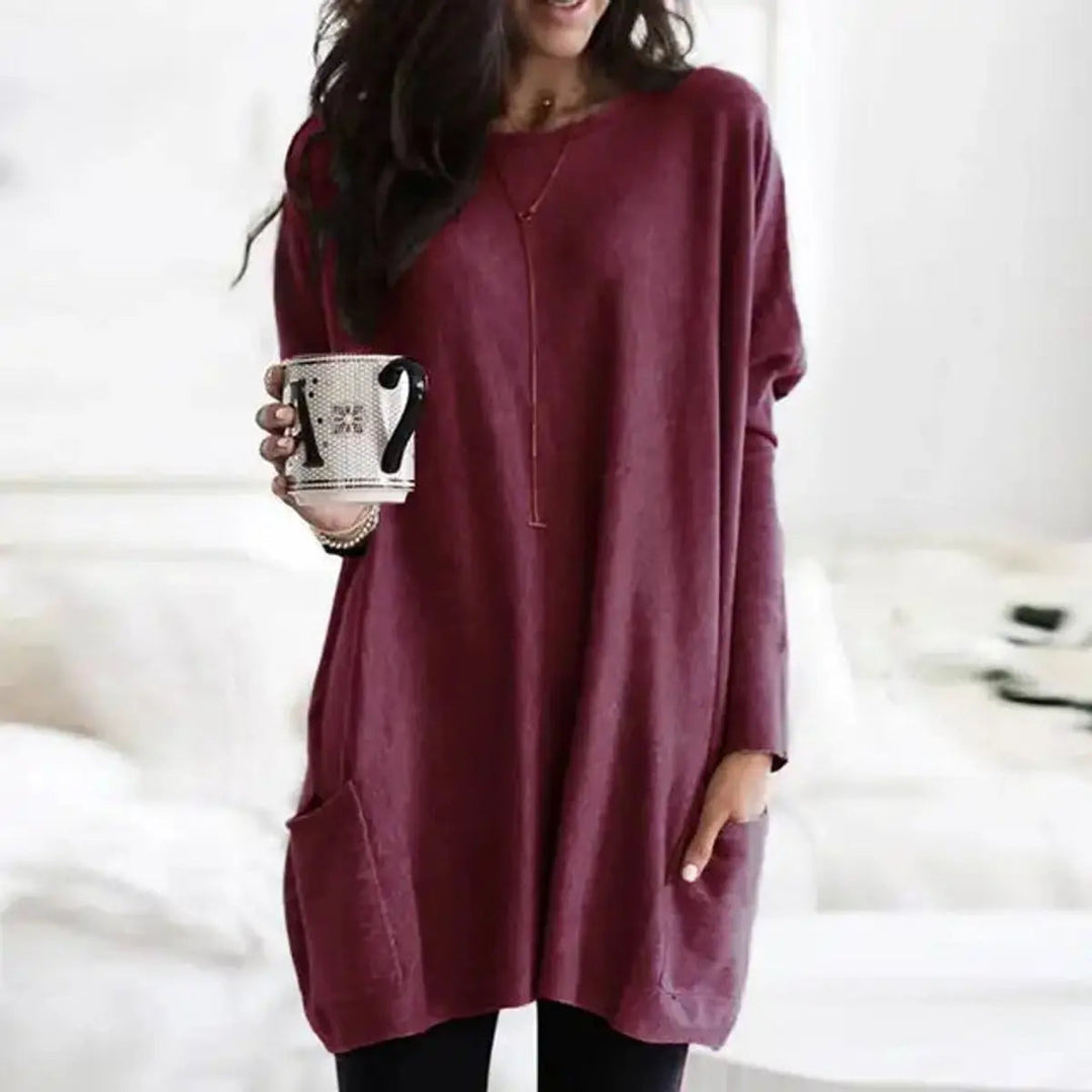 Women's Oversized Long Sleeve Pocket Tunic Jumper Plus Size