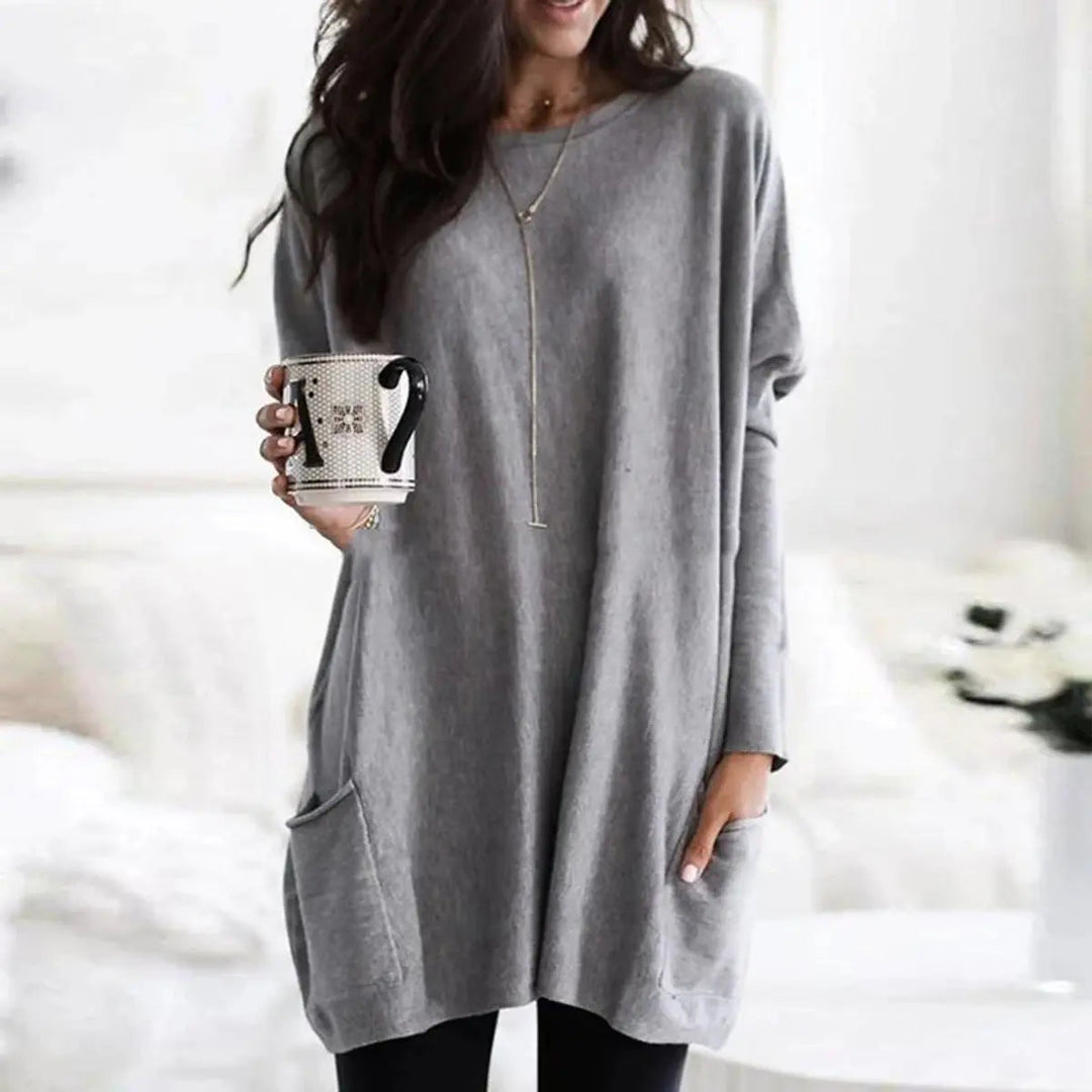 Women's Oversized Long Sleeve Pocket Tunic Jumper Plus Size