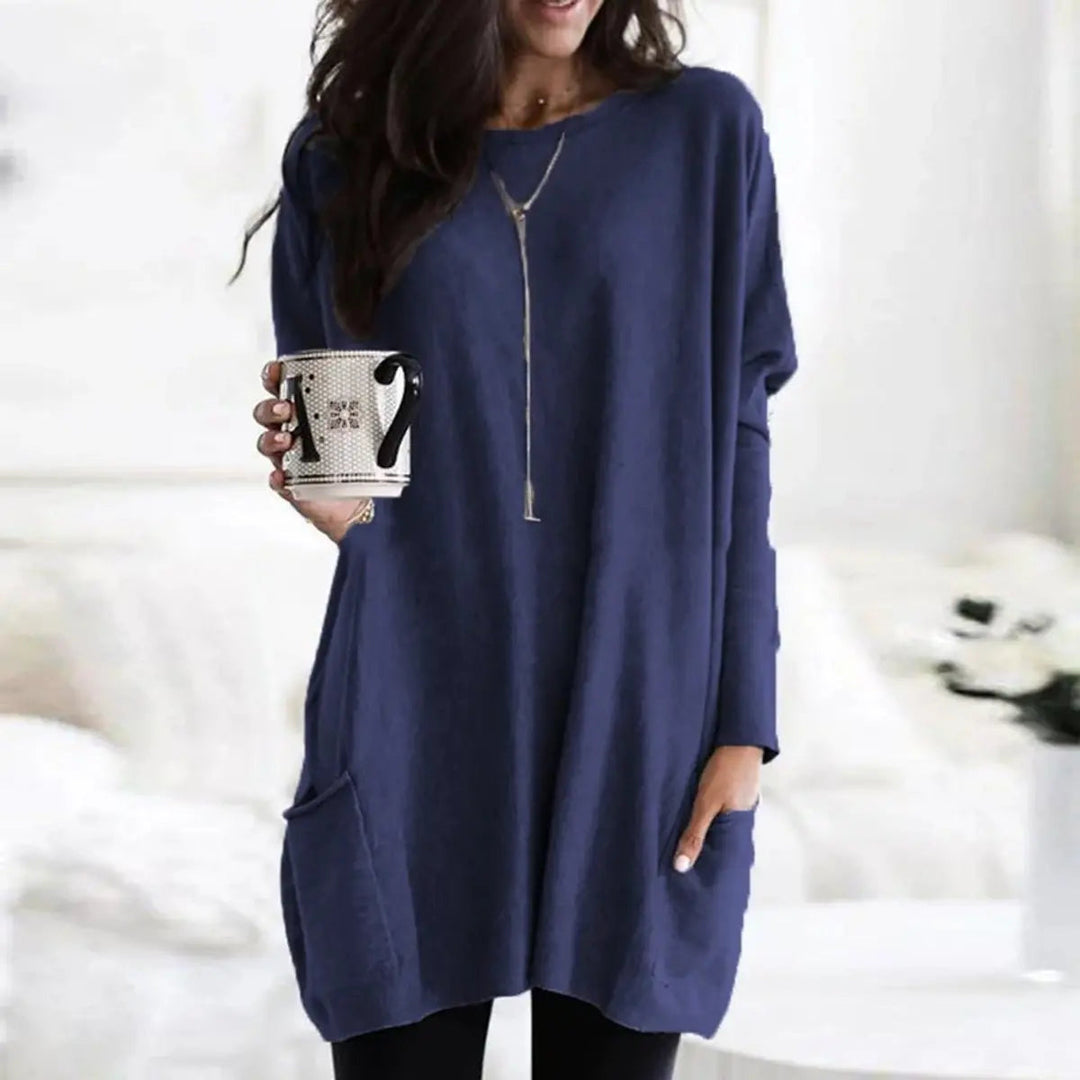 Women's Oversized Long Sleeve Pocket Tunic Jumper Plus Size