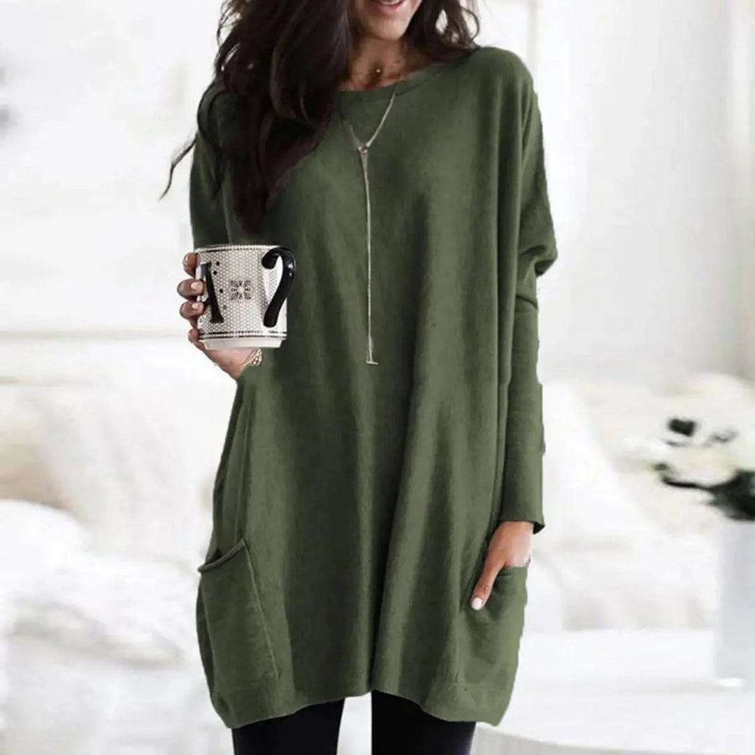 Women's Oversized Long Sleeve Pocket Tunic Jumper Plus Size