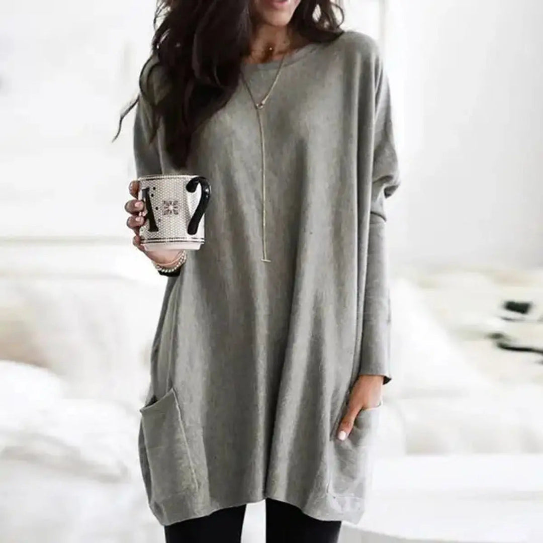 Women's Oversized Long Sleeve Pocket Tunic Jumper Plus Size