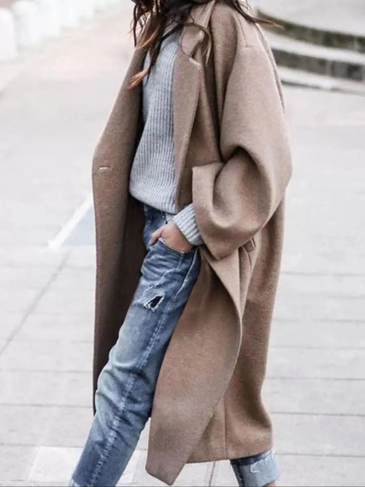 Women's Oversized Long Wool-Look Winter Coat Jacket