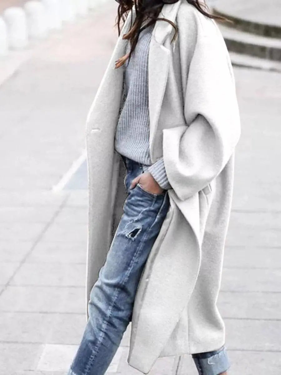 Women's Oversized Long Wool-Look Winter Coat Jacket
