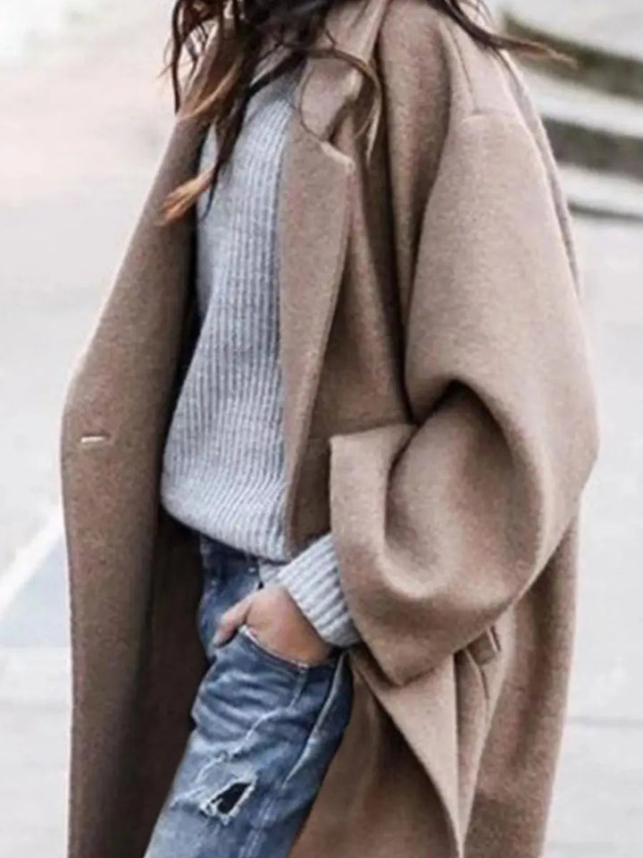 Women's Oversized Long Wool-Look Winter Coat Jacket