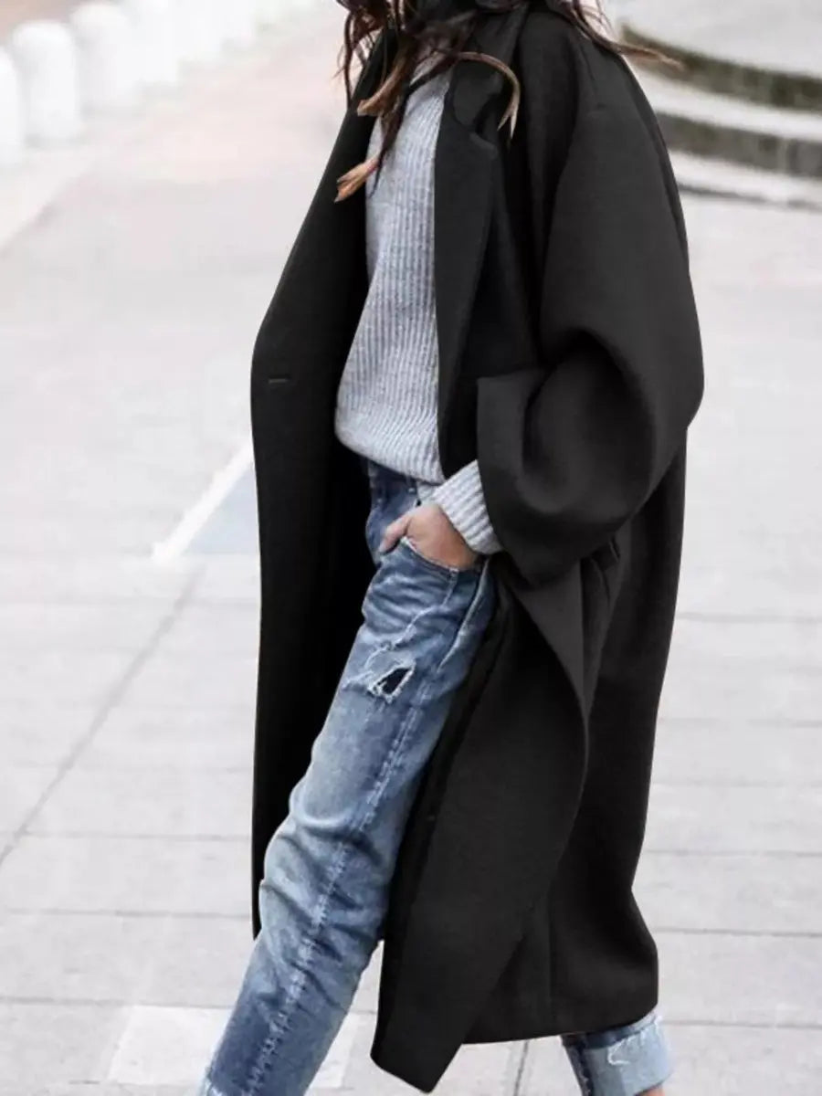 Women's Oversized Long Wool-Look Winter Coat Jacket