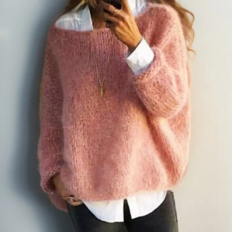 Women's Oversized Mohair Blend Knit Sweater Jumper