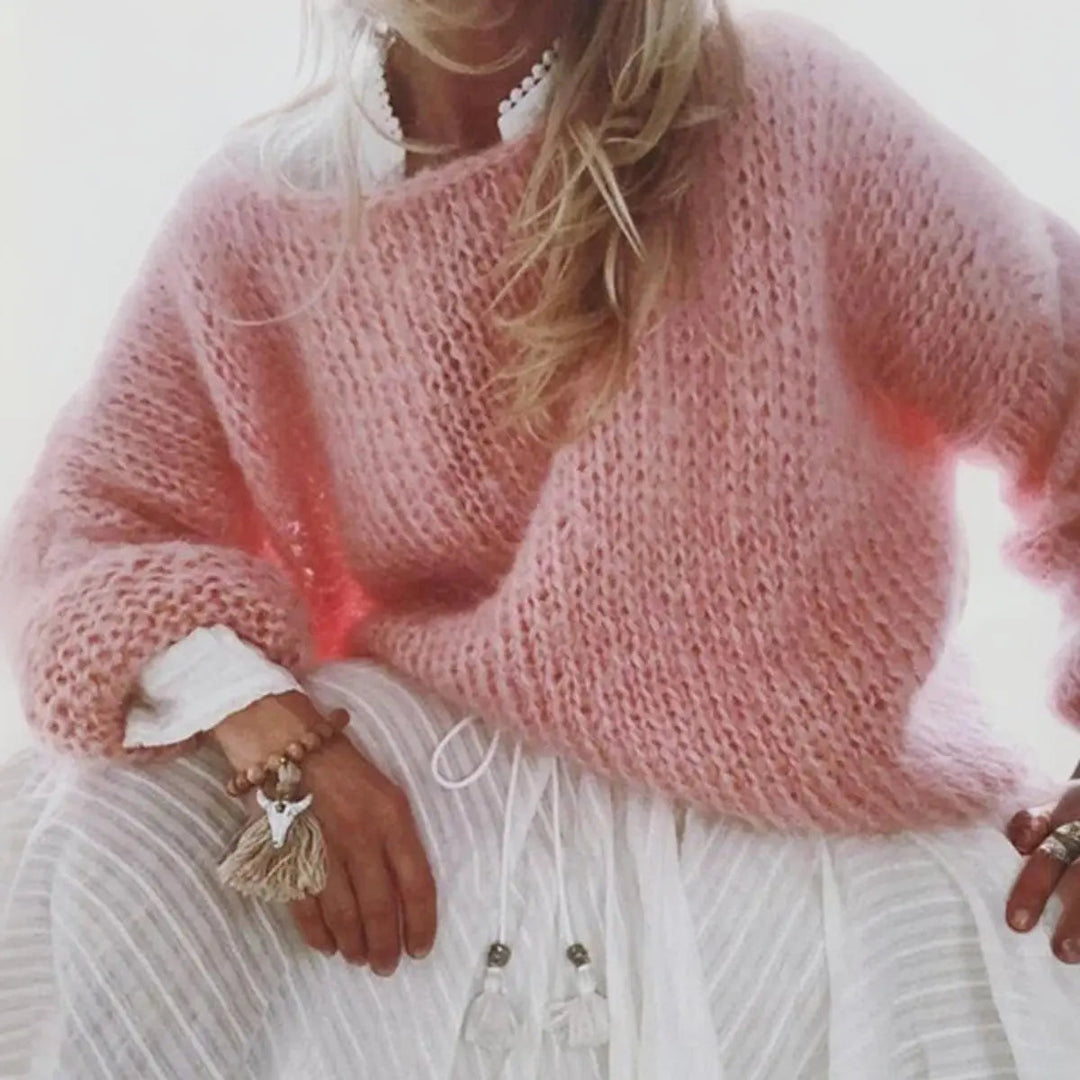 Women's Oversized Mohair Blend Knit Sweater Jumper