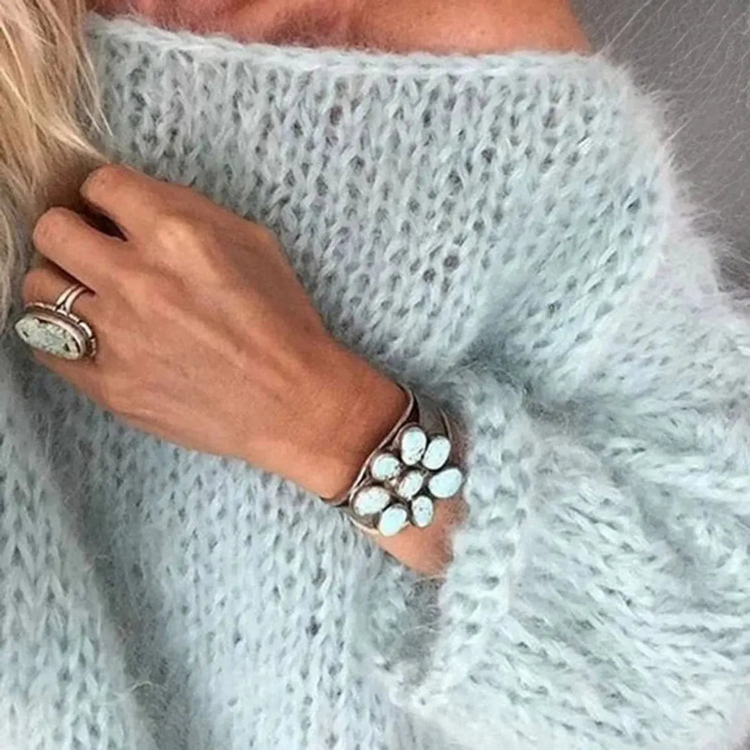 Women's Oversized Mohair Blend Knit Sweater Jumper