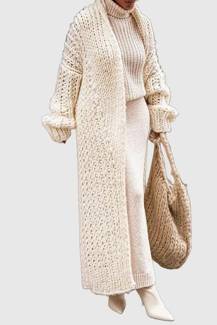 Women's Oversized Open-Front Longline Chunky Knit Cardigan