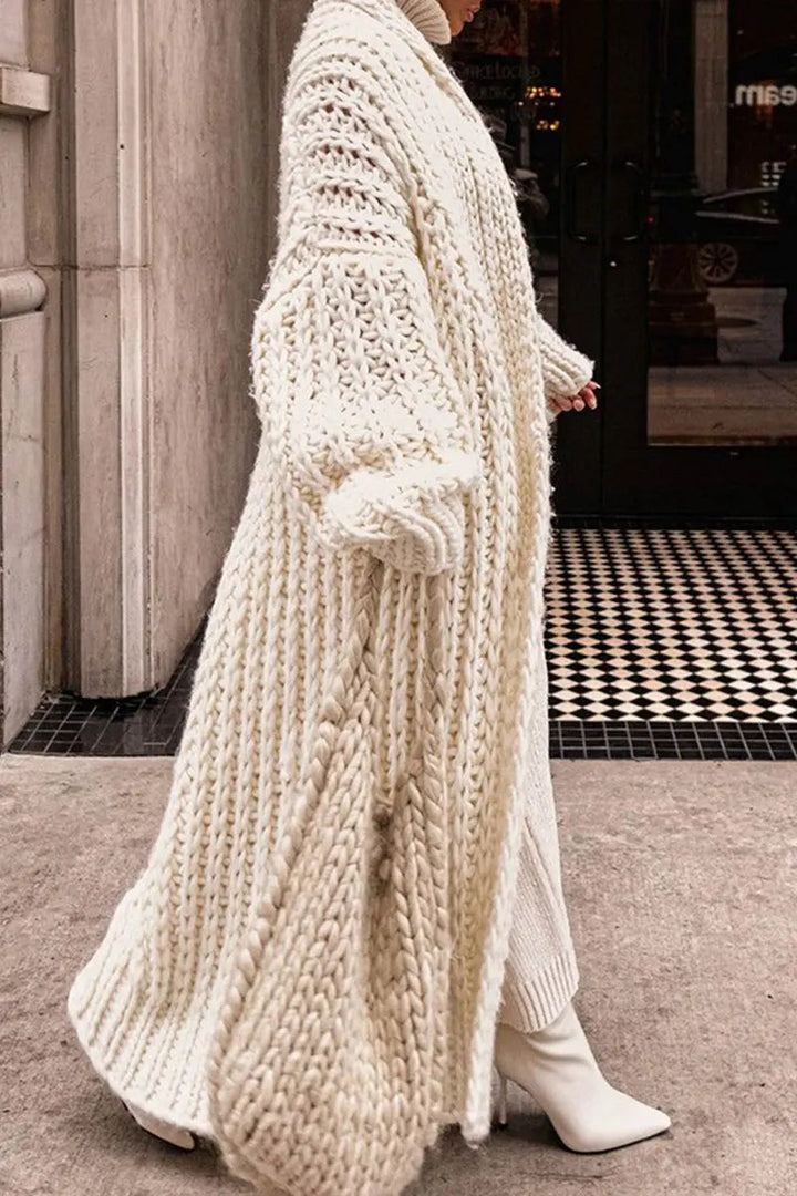 Women's Oversized Open-Front Longline Chunky Knit Cardigan