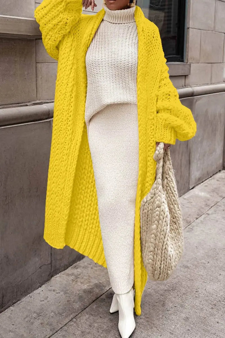 Women's Oversized Open-Front Longline Chunky Knit Cardigan