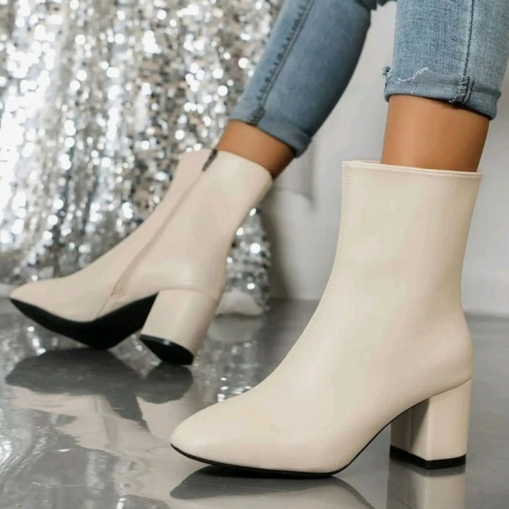 Women's Patent Block-Heel Side-Zip Ankle Boots