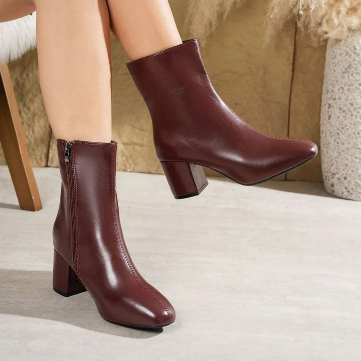 Women's Patent Block-Heel Side-Zip Ankle Boots