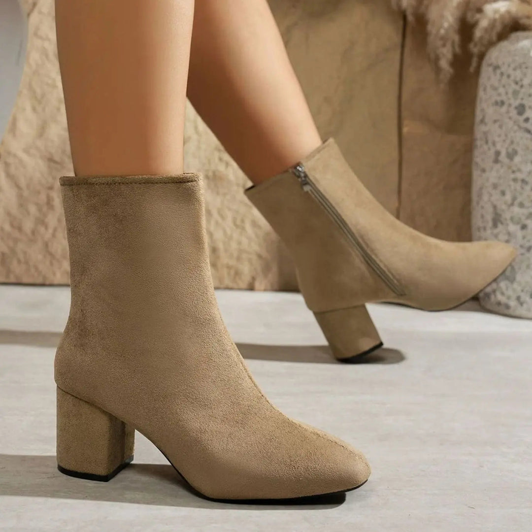 Women's Patent Block-Heel Side-Zip Ankle Boots