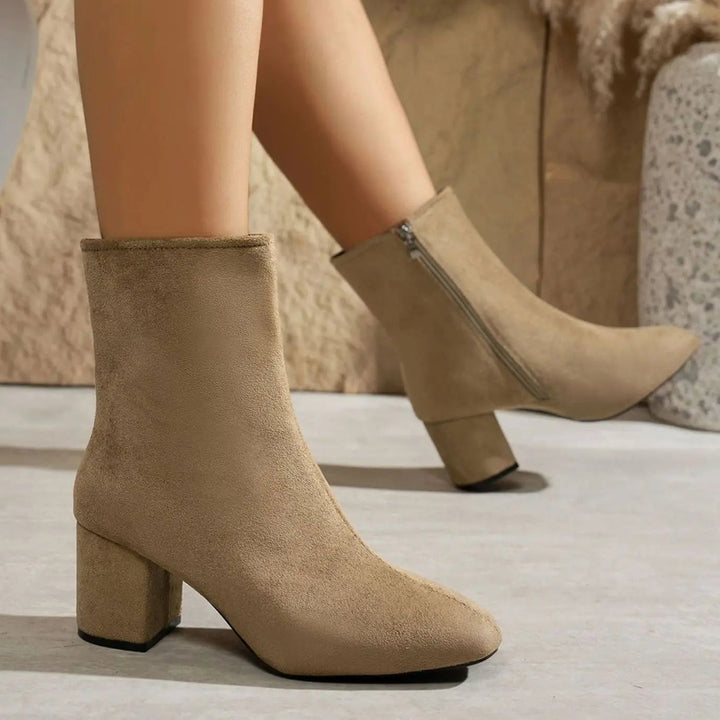 Women's Patent Block-Heel Side-Zip Ankle Boots