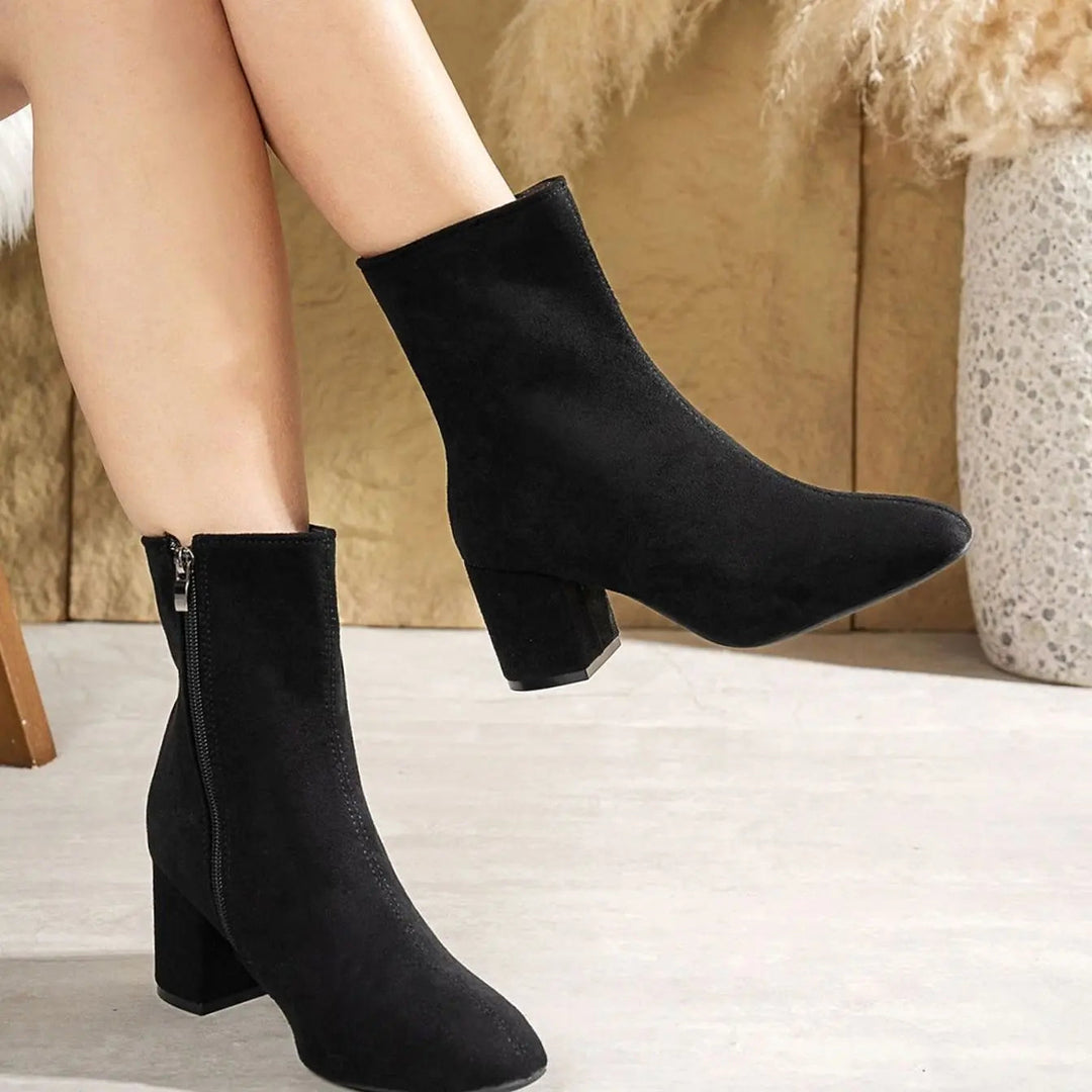 Women's Patent Block-Heel Side-Zip Ankle Boots
