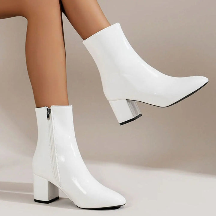Women's Patent Block-Heel Side-Zip Ankle Boots