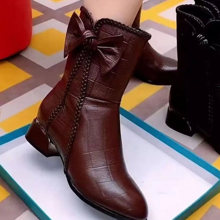 Women's Pointed-Toe Block-Heel Bow-Detail Ankle Boots